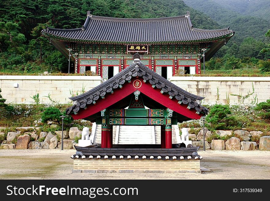Traditional Korean architecture. Haeinsa Korean Buddhist Temple. South Korea
