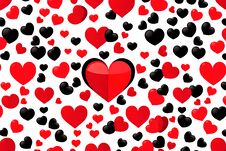 Red And Black Heart Symbol Seamless Pattern Background. Saint Valentains Day Or Womens Day Background Stock Photography