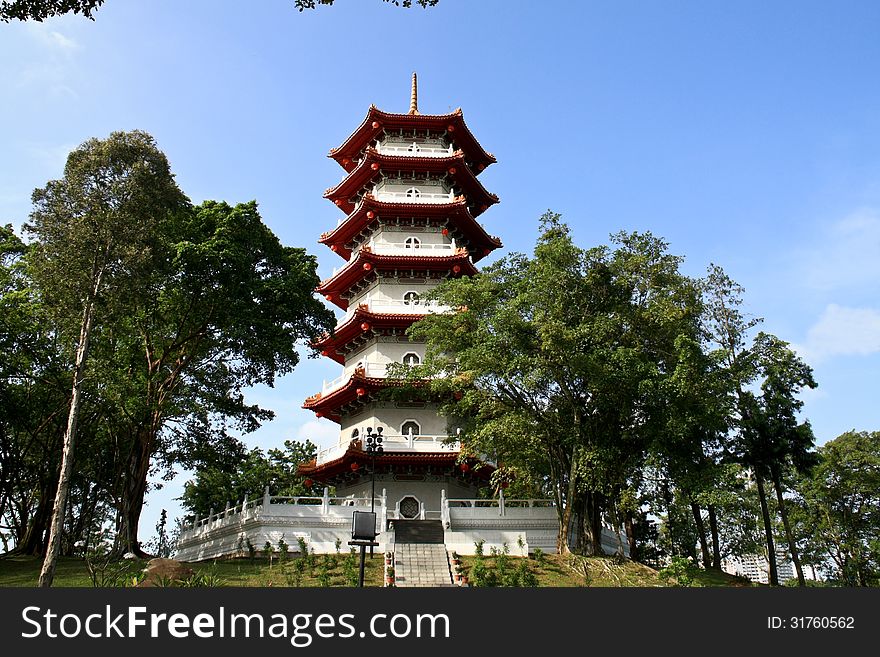 Chinese Temple - pagoda in Singapore. Chinese Temple - pagoda in Singapore