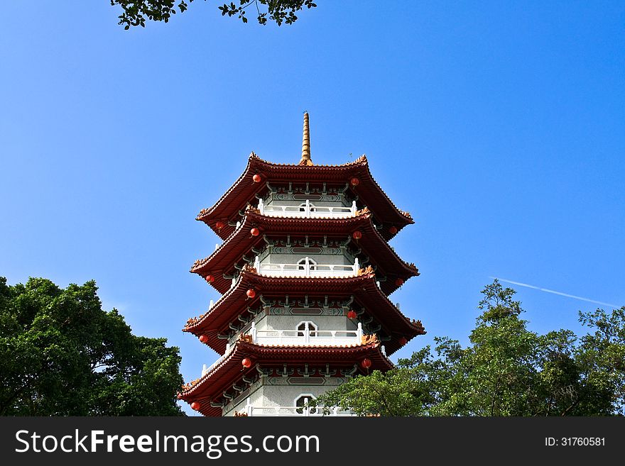 Chinese Temple - pagoda in Singapore. Chinese Temple - pagoda in Singapore