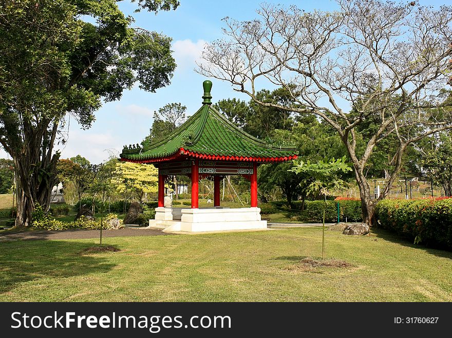 Chinese Pavilion in Singapore Chinese garden.