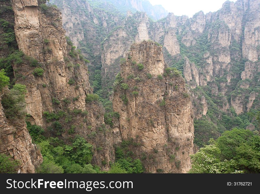 Foggy landscape in Langya mountain in Yi county, Hebei Province, China. Foggy landscape in Langya mountain in Yi county, Hebei Province, China