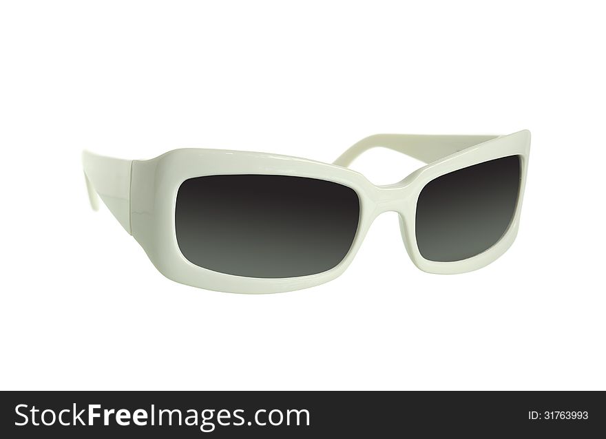 White fashion sunglasses isolated on white background