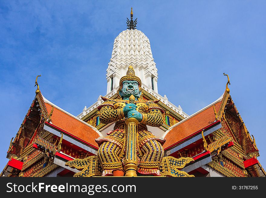 Giant Sculpture in Buddhist Temple, Ayuthaya Thailand.