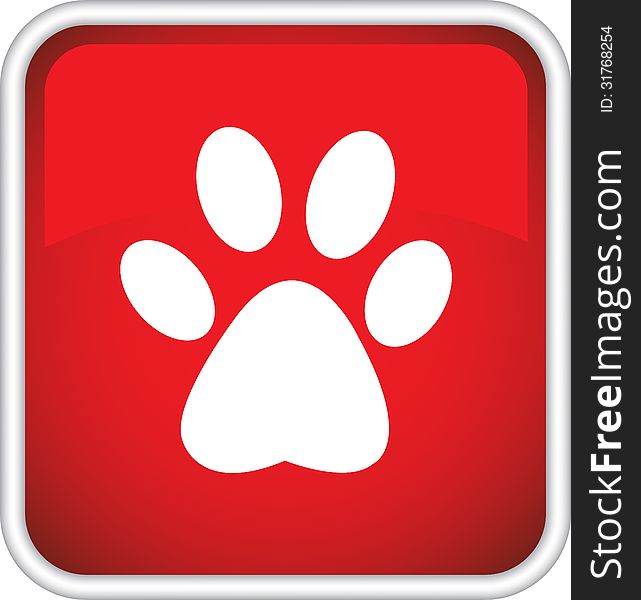 Stock picture - red icon with the image of an animal trail. Stock picture - red icon with the image of an animal trail