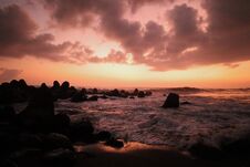Beach Sunset In Yogyakarta, Indonesia Royalty Free Stock Photo