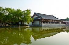 The Building On The Lakeside Landscape Xian Royalty Free Stock Photo
