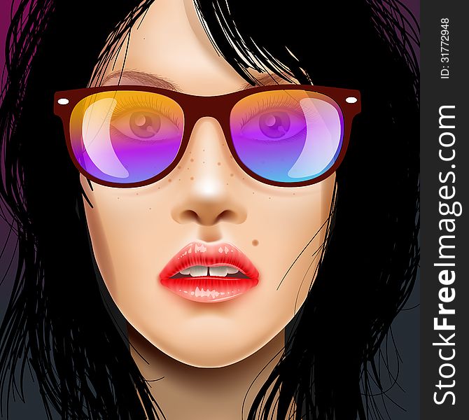 Woman beauty face in sunglasses, vector Eps10 illustration. Woman beauty face in sunglasses, vector Eps10 illustration.