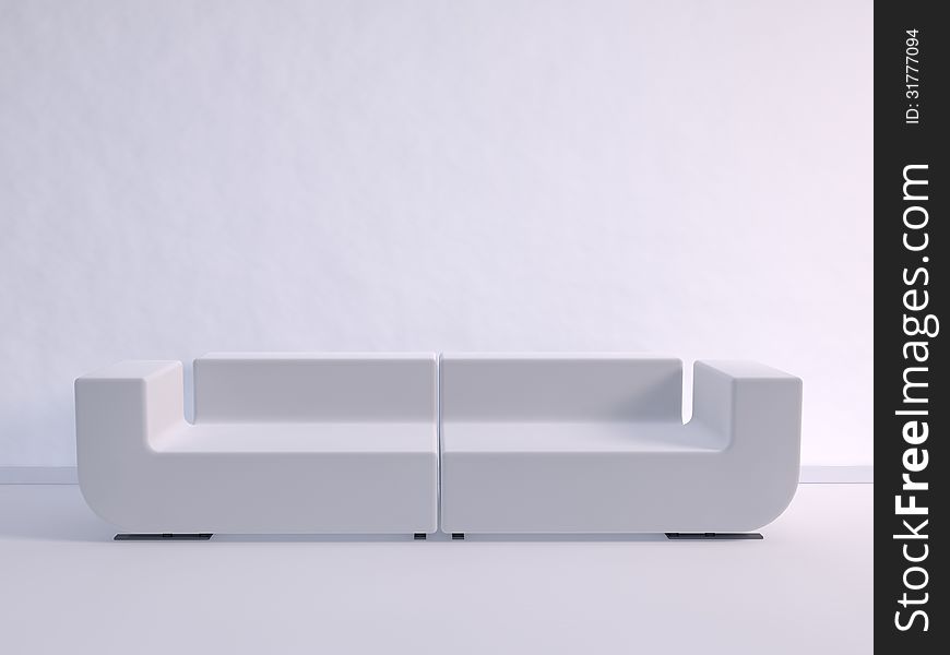 3d illustration of Couch in the White Room. 3d illustration of Couch in the White Room