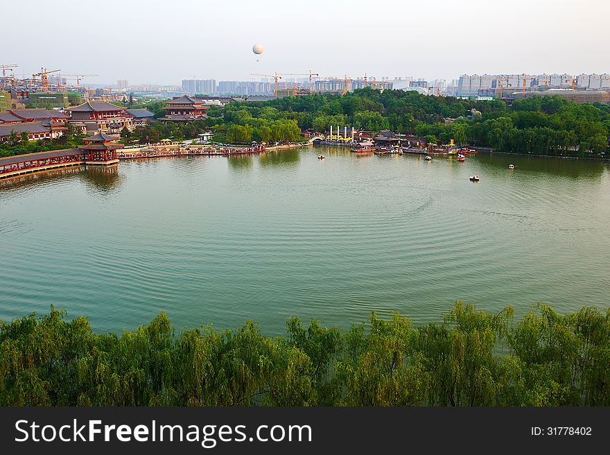 The photo taken in China's shanxi province Xian city Datang furong garden scenic spot. The photo taken in China's shanxi province Xian city Datang furong garden scenic spot.