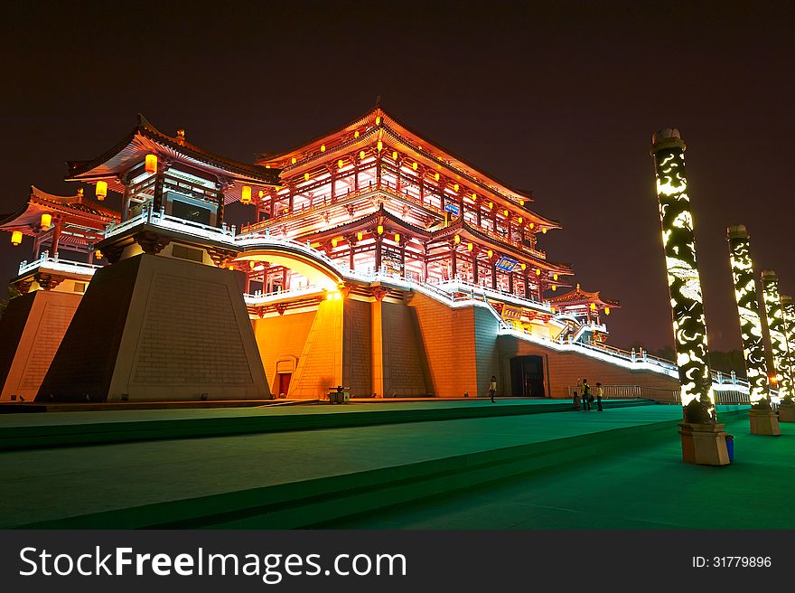 The Ziyunlou building night xian