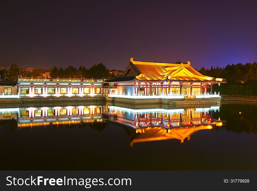 The Inverted Reflection In Water Night Xian