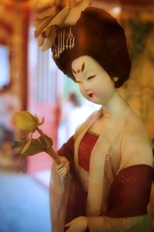 Taking Flower Woman Silk Figurines Xian Stock Photos