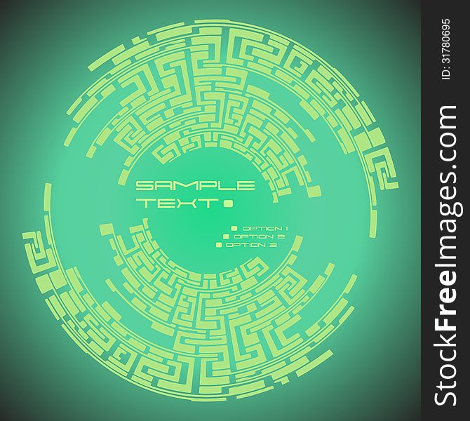 Abstract digital labyrinth pattern in green colors with text options. Abstract digital labyrinth pattern in green colors with text options