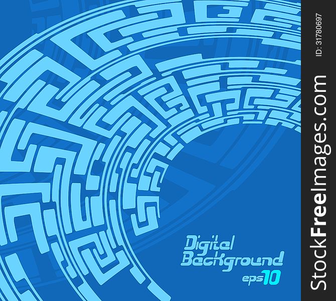 Abstract digital labyrinth pattern in blue and cyan colors. Abstract digital labyrinth pattern in blue and cyan colors