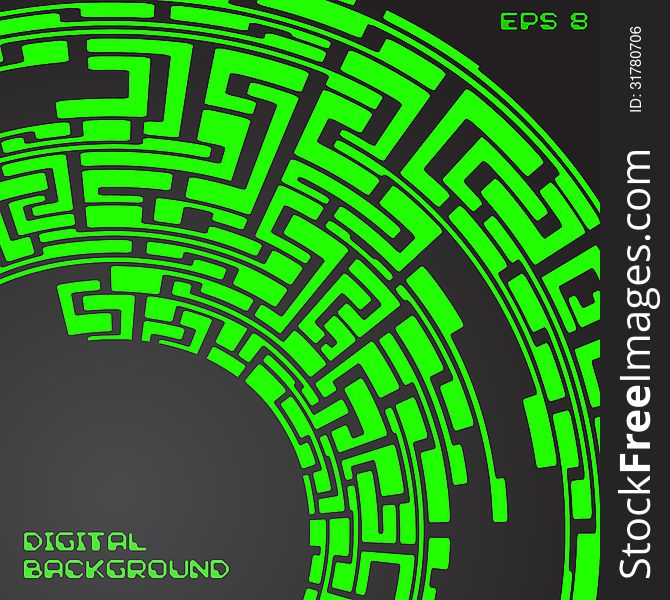 Abstract digital labyrinth pattern in green and gray colors. Abstract digital labyrinth pattern in green and gray colors