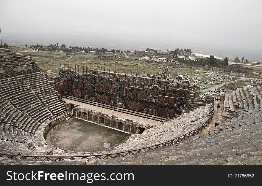 Ancient greek amphiteater in Pamukkale, Turkey. Ancient greek amphiteater in Pamukkale, Turkey