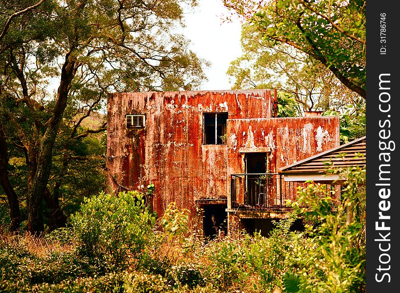 Old gritty abandoned home on Lantau Island in Hong Kong.