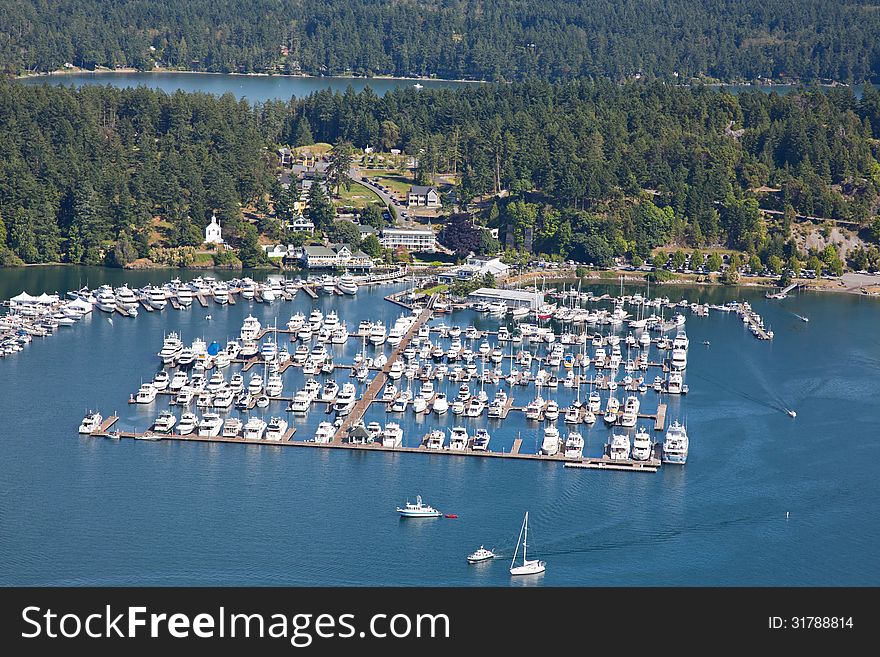 Beautiful marina of Roche Harbor on San Juan Island in Washington State, USA. Beautiful marina of Roche Harbor on San Juan Island in Washington State, USA