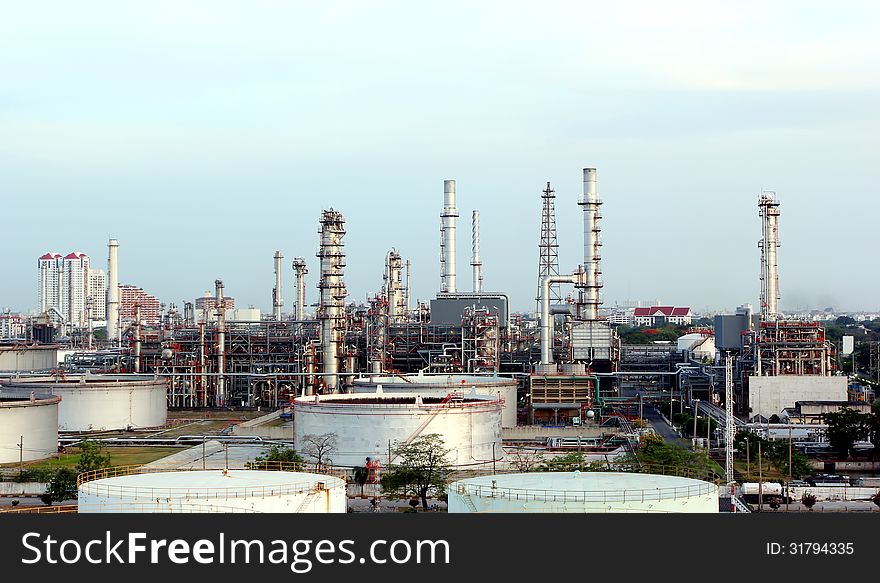Oil refinery at day time