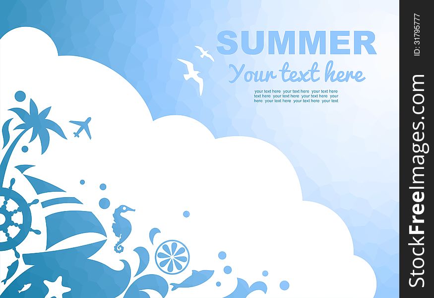 Mozaic background with cloud and vacations design elements. Mozaic background with cloud and vacations design elements