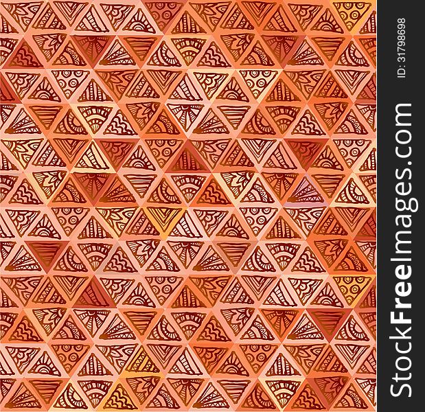 Ornate hand-drawn brown triangles vector seamless pattern. Ornate hand-drawn brown triangles vector seamless pattern