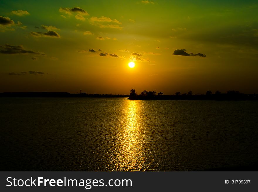 Sunset On Lake