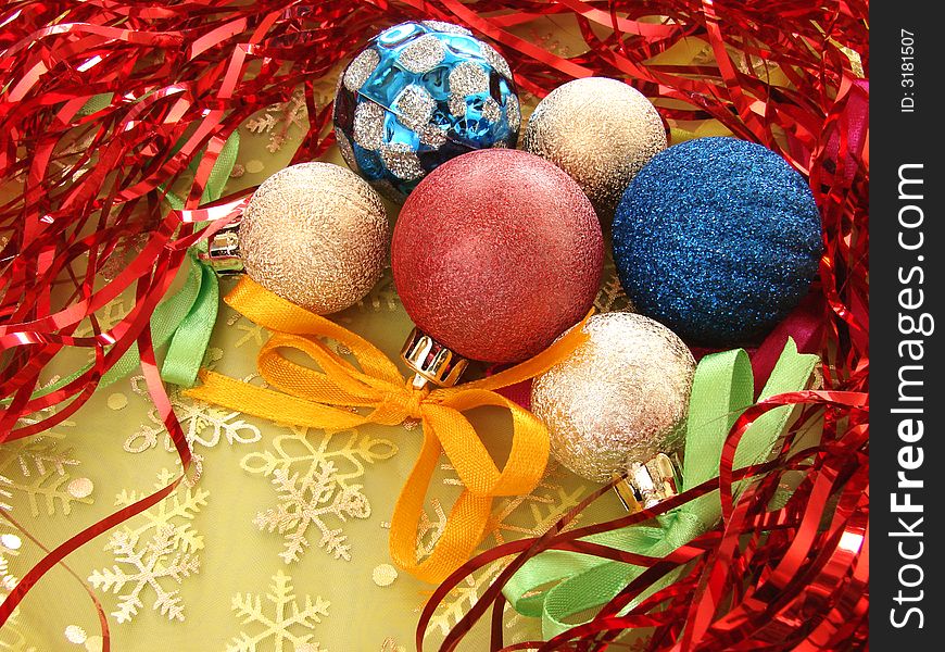Still life with colorful christmas decorations. Still life with colorful christmas decorations