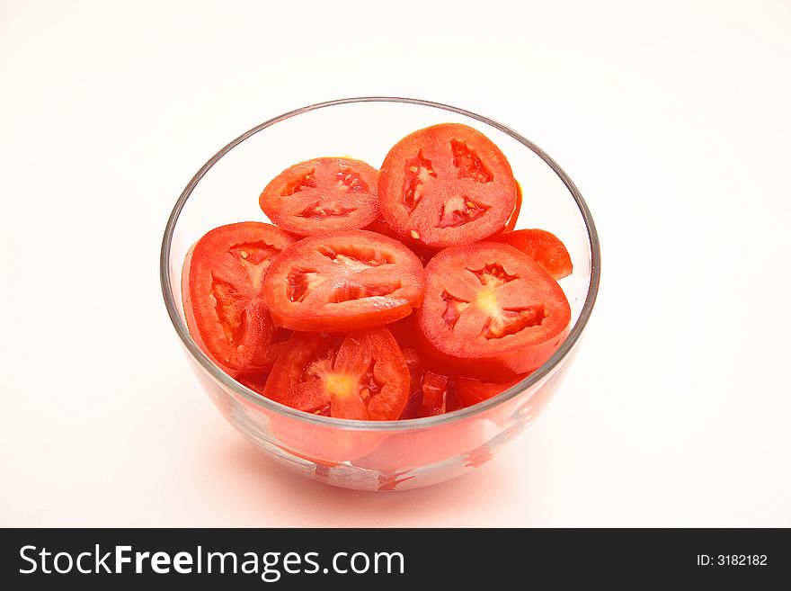 Bowl of Sliced Roma Tomatoes