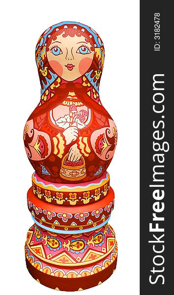 A national Russian souvenir - a beauty a nested doll on a pure white background. A national Russian souvenir - a beauty a nested doll on a pure white background.