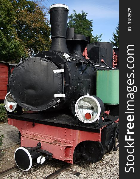 Front of old, retro steam locomotive