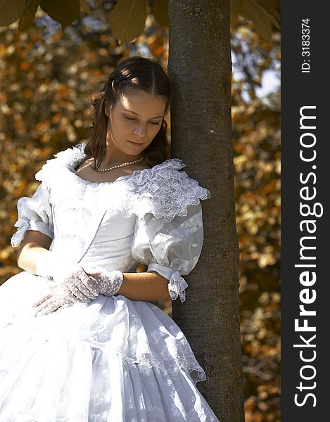 A young female dressed like the austrian Empress Elisabeth in fine monarchy syle. A young female dressed like the austrian Empress Elisabeth in fine monarchy syle