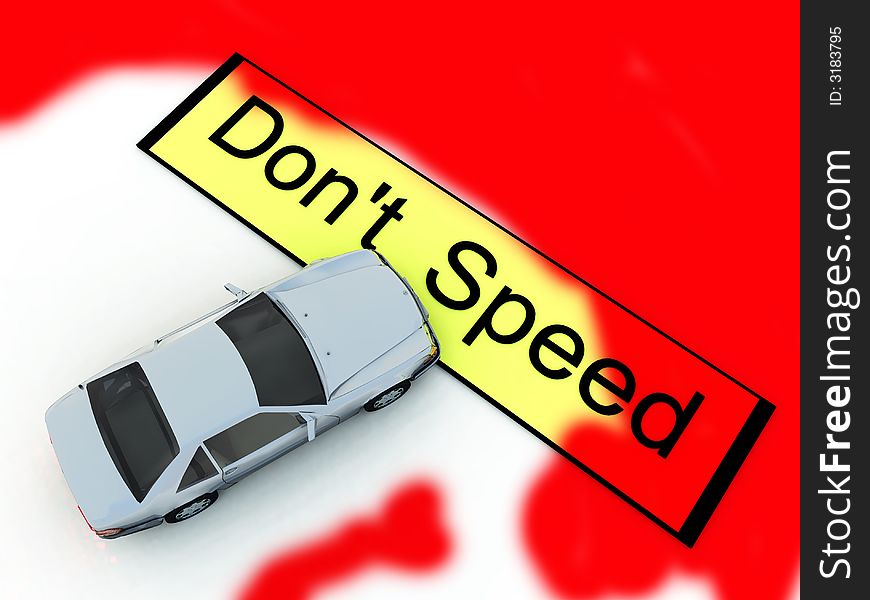 A conceptual image warning people not to speed, with a blood effect to highlight a possible road death. A conceptual image warning people not to speed, with a blood effect to highlight a possible road death.