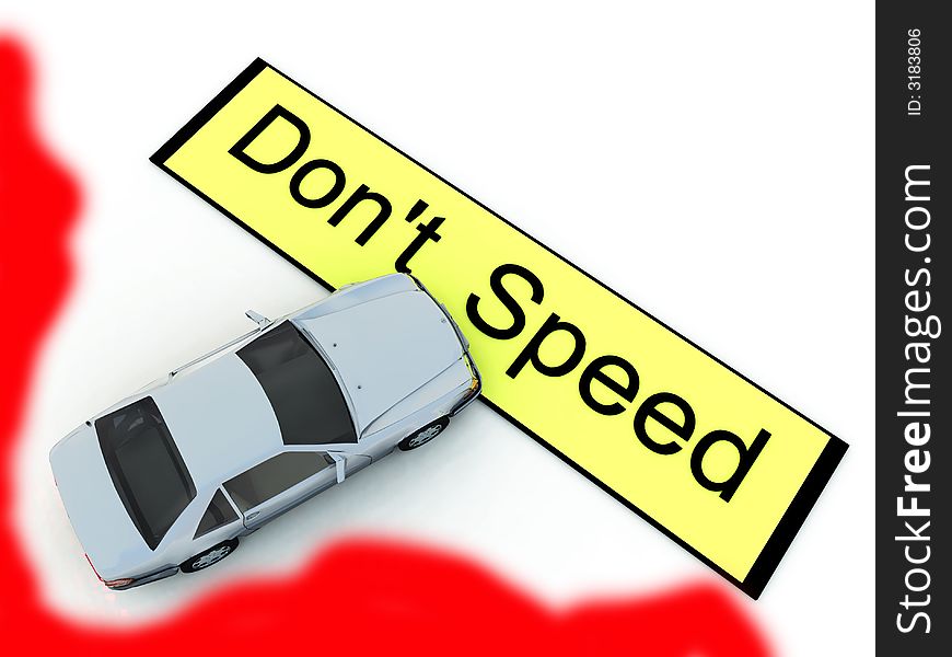 A conceptual image warning people not to speed, with a blood effect to highlight a possible road death. A conceptual image warning people not to speed, with a blood effect to highlight a possible road death.