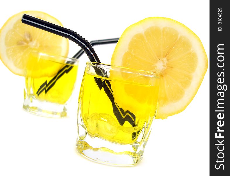 Glass with lemon and water