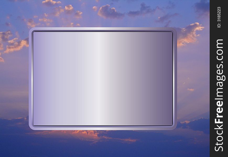 Blank sign with purple hue on pink and purple sky background. Blank sign with purple hue on pink and purple sky background