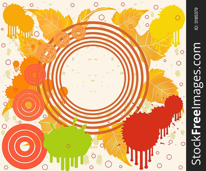 Grunge floral background in orange design, vector illustration