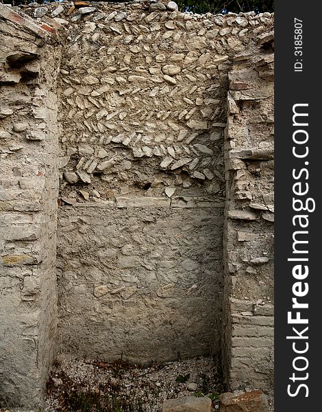 Antique roman wall captured in archaeological excavations - Urbisaglia - Marche - Italy