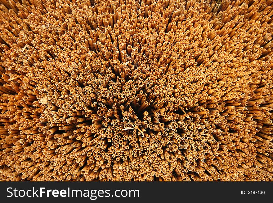 Close - up of a thatched roof