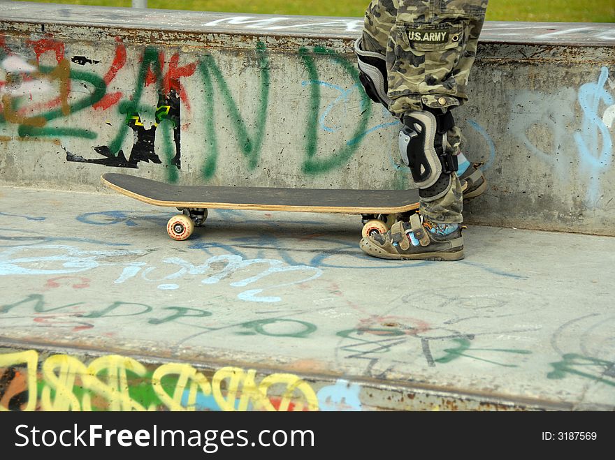 Skateboard ramp at park