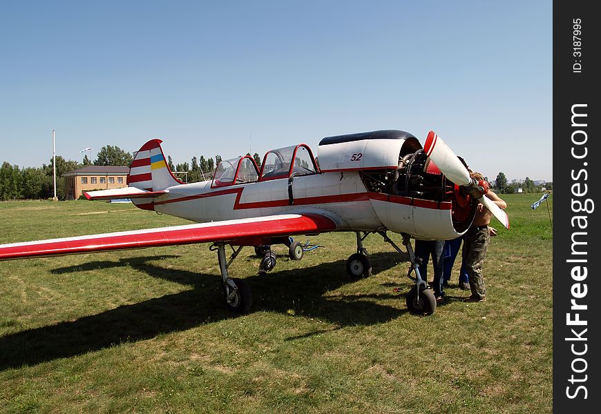 The aerobatics trainer plane at the airfield