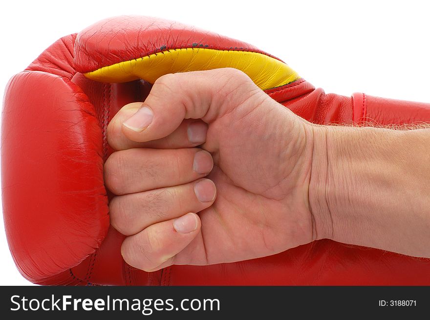 Fist and red boxing glove. Fist and red boxing glove