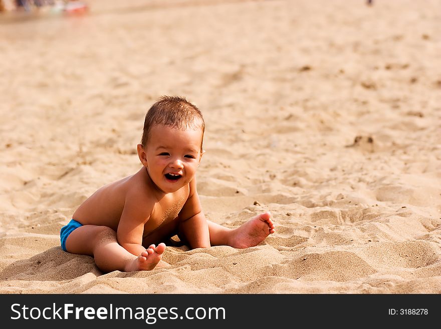 Little child playing in sand. Little child playing in sand