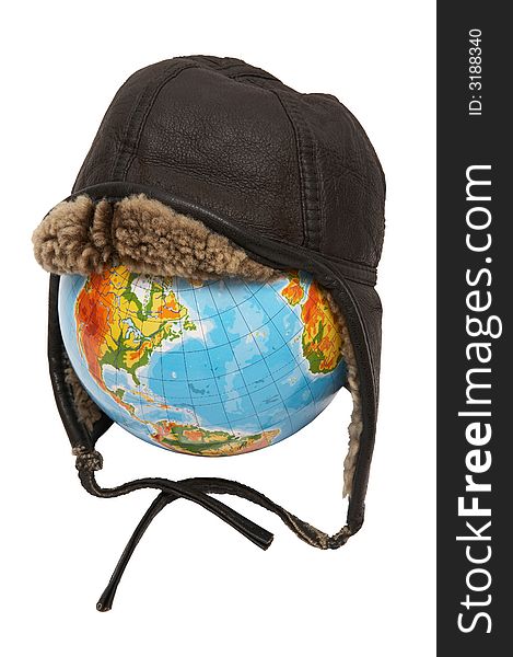 The globe of the Earth in a winter cap