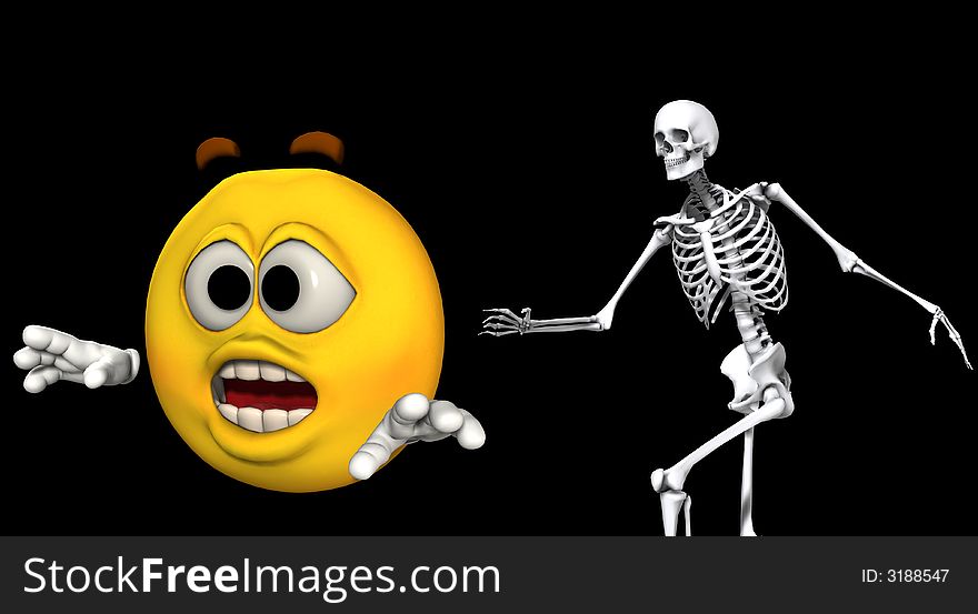 An image of a cartoon head being chased by a scary Skelton. An image of a cartoon head being chased by a scary Skelton.