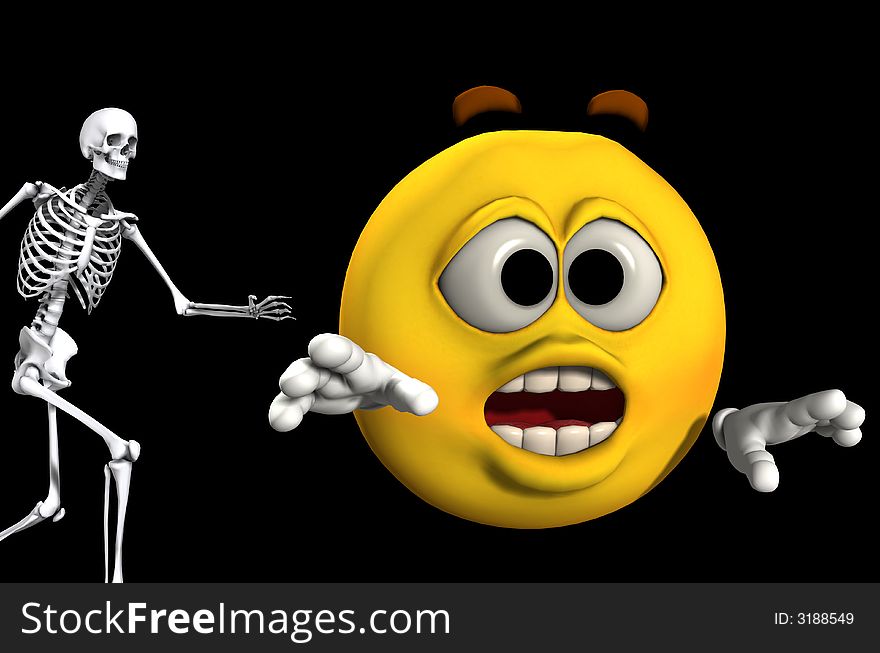 An image of a cartoon head being chased by a scary Skelton. An image of a cartoon head being chased by a scary Skelton.