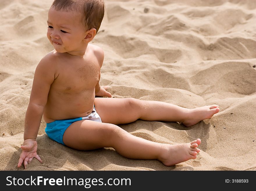 Little child playing in sand. Little child playing in sand