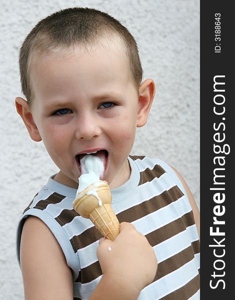 Little boy eating ice cream. Little boy eating ice cream