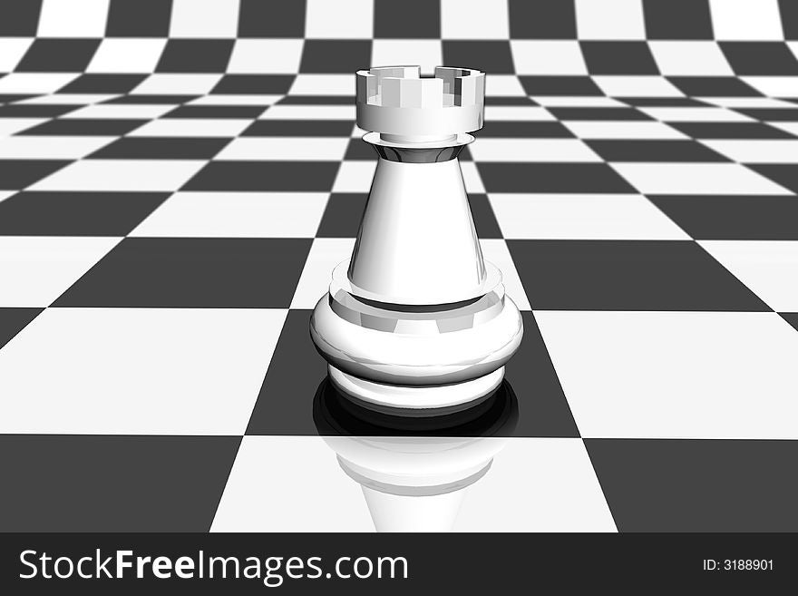 White rook on chess table