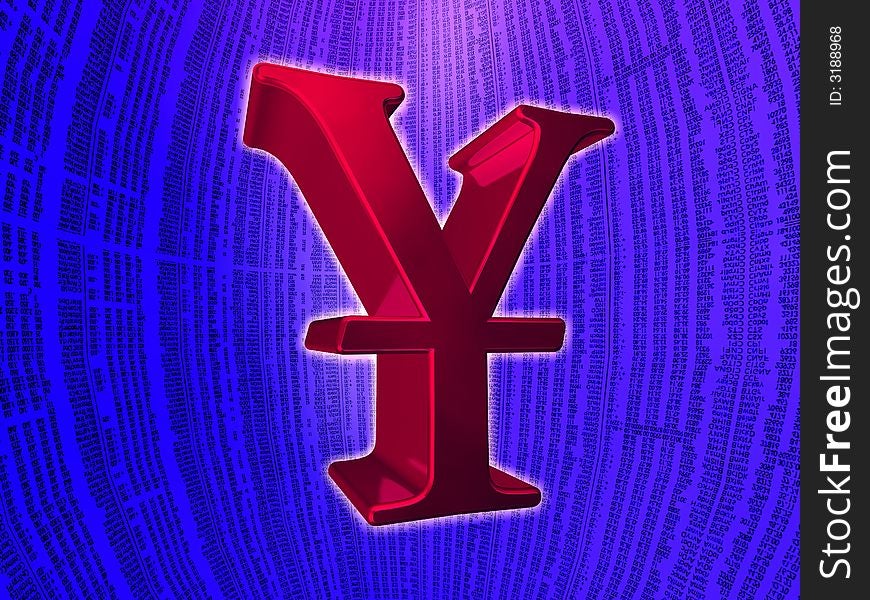 Yen symbol on a blue background